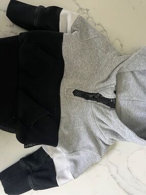 Little Bipsy Gray, Black & White Hooded Sweatshirt